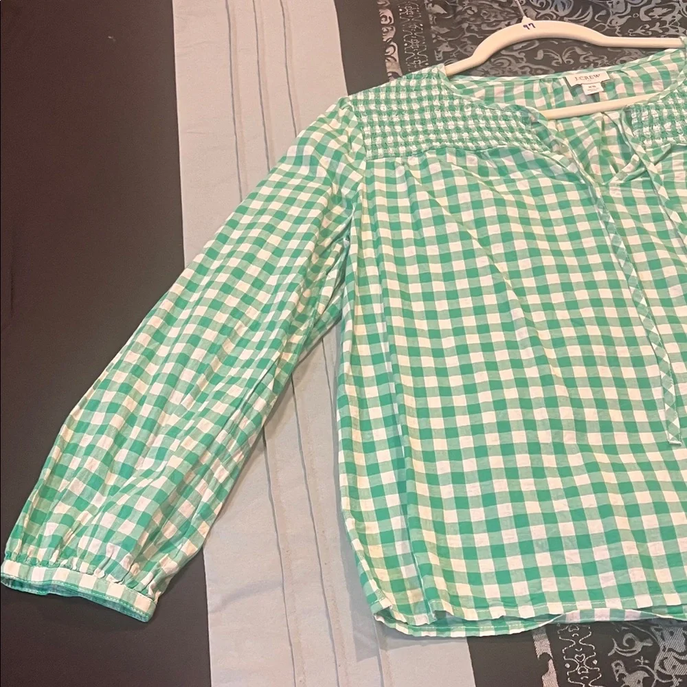 J. Crew Mint Checkered Top